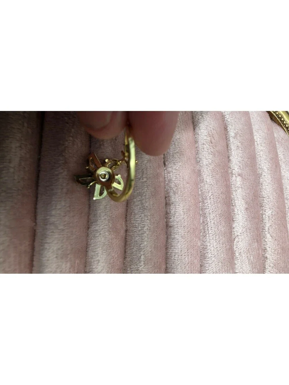 Gold Tone Adjustable Spinning Fidget Ring with Clear Stones Size 5